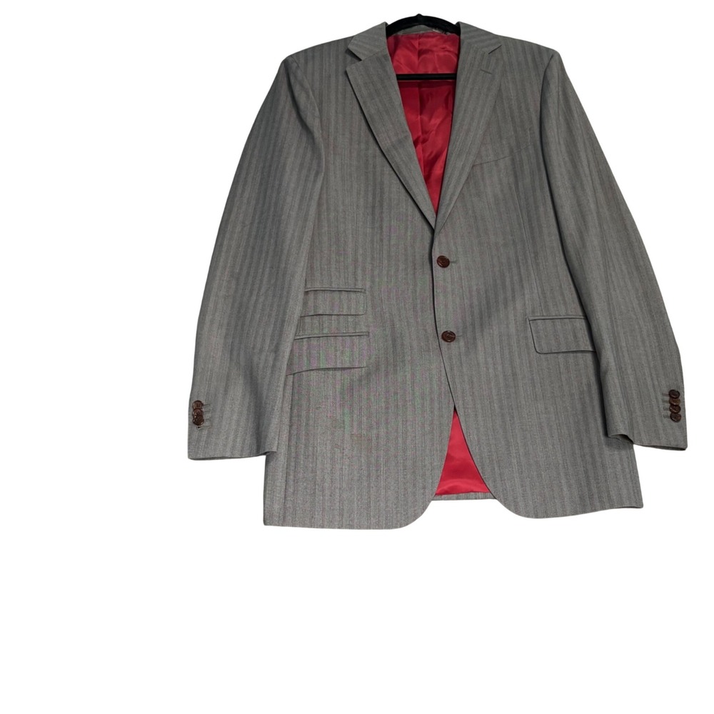 SuitSupply Reda Blazer Mens Size 40L Cashmere Wool Super 160s Herringbone Grey